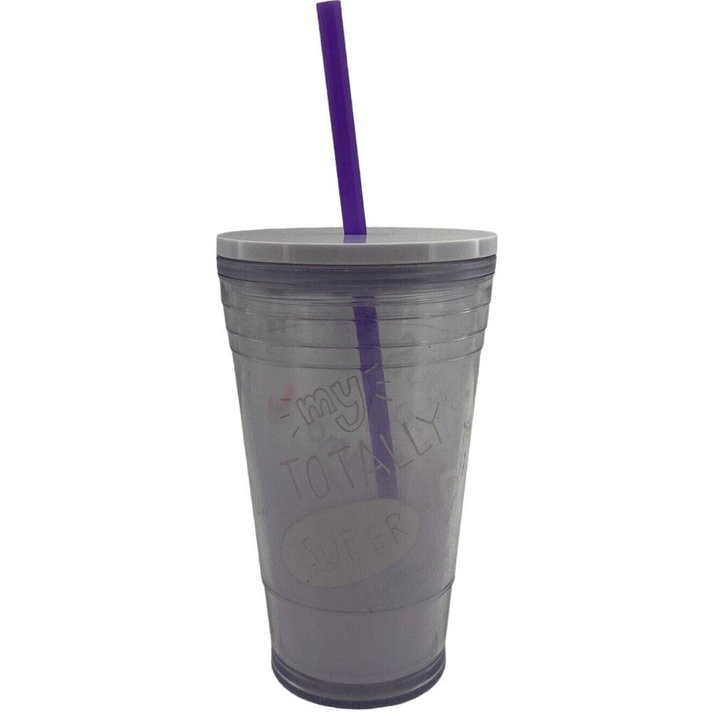 Starbucks Tumbler Plastic w/ Lid & Straw Venti Acrylic 2012 Cold Cup Slogan 16oz